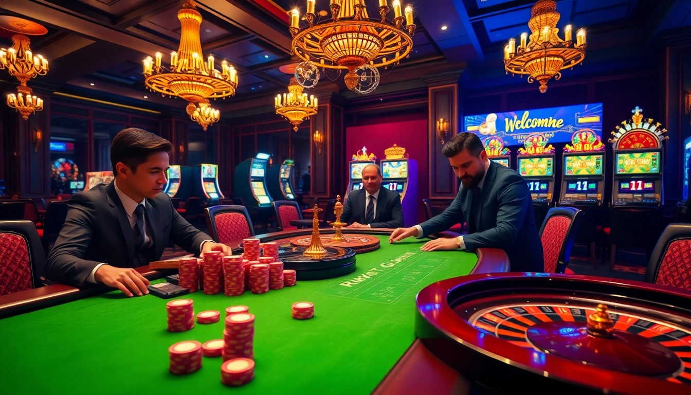 Experience thrilling gameplay at rikvip.gb.net with engaged gamblers at a luxurious poker table.