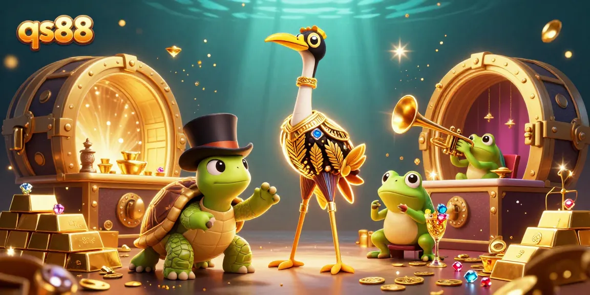 Experience ultimate thrills with qs88 at an extravagant 3D casino scene filled with treasure and excitement.