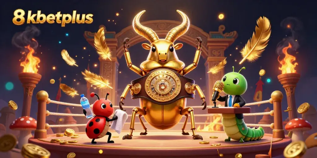 Join the battle at 8xbetplus with a giant golden stag beetle and energetic casino atmosphere.