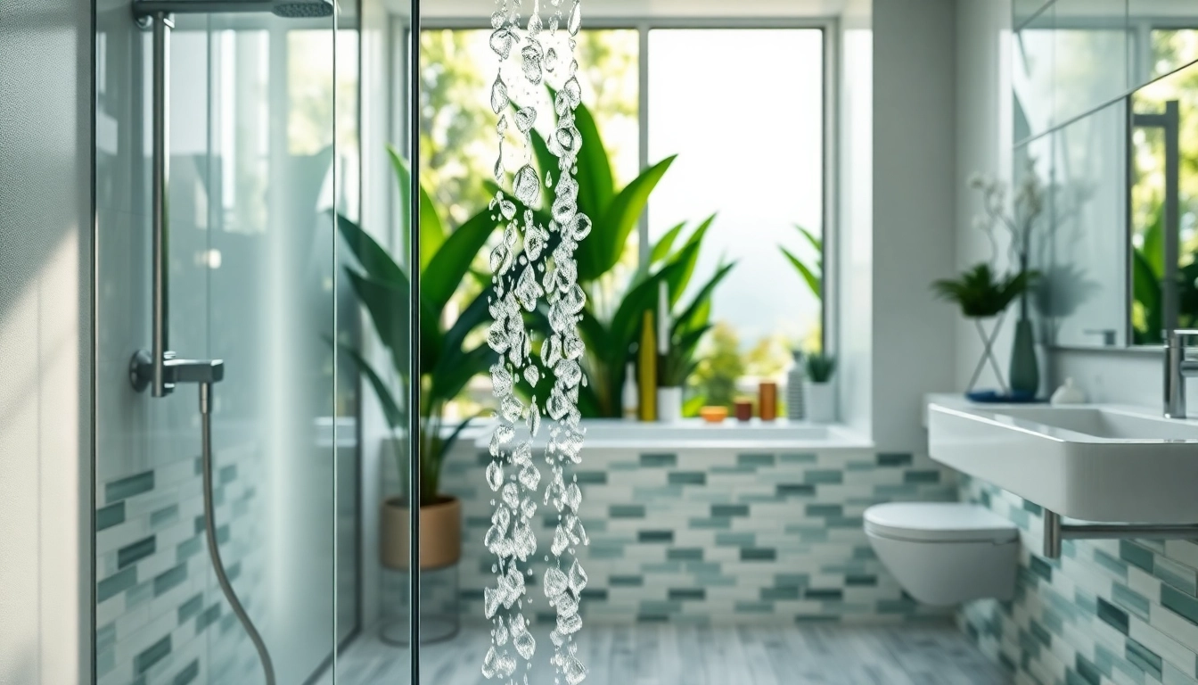 Experience elegant showers in a modern bathroom with serene tile designs and refreshing water flow.