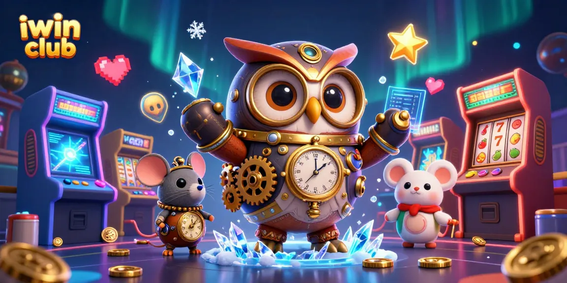 Engage with the iwin club's dynamic casino adventure featuring a time-traveling owl and steampunk elements.