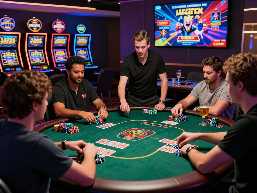 Engaging online casino experience at a poker table, featuring diverse players and dynamic promotions from https://blackhills-info.com