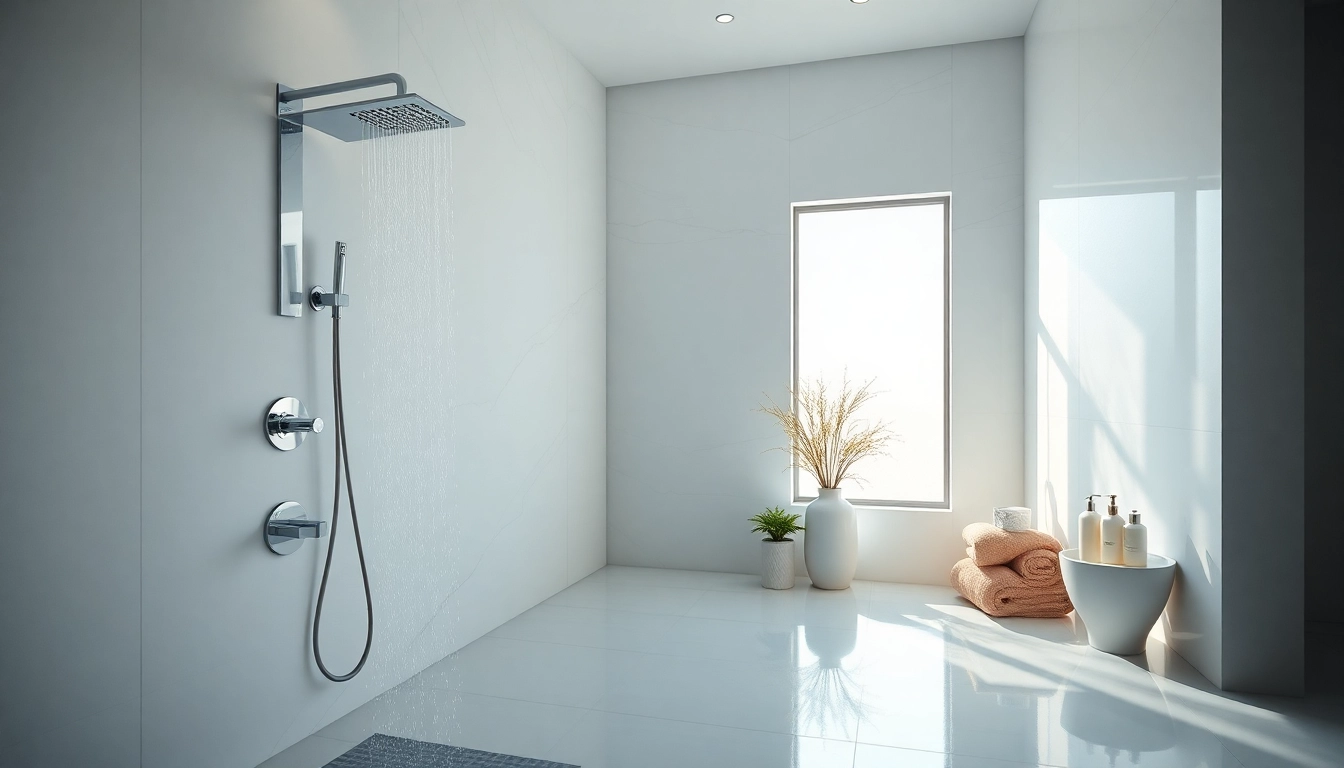 Experience elegant showers in a luxurious bathroom with stylish fixtures and a tranquil atmosphere.