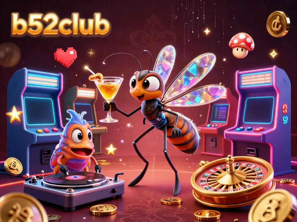 Experience thrilling gameplay with b52club through a captivating casino illustration featuring vibrant characters and dynamic gaming elements.
