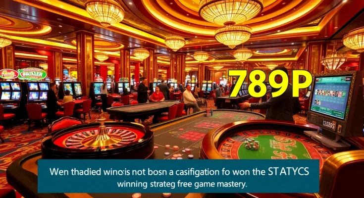 Exciting casino scene with luxurious gaming tables, vibrant roulette wheels, and poker chips at 789P.