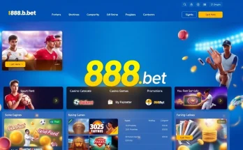 Experience the dynamic home page of 888b.bet, showcasing a vibrant online gambling platform with engaging visuals.