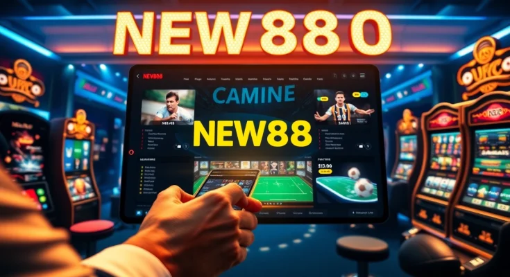 Engaging scene of online betting on new88go.com, showcasing diverse games and a luxury interface.