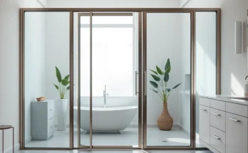 Showcase of glass shower doors highlighting elegant, modern design in a bright bathroom setting