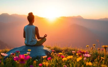 Meditating for mental wellness on a mountain, embracing tranquility and nature's beauty.